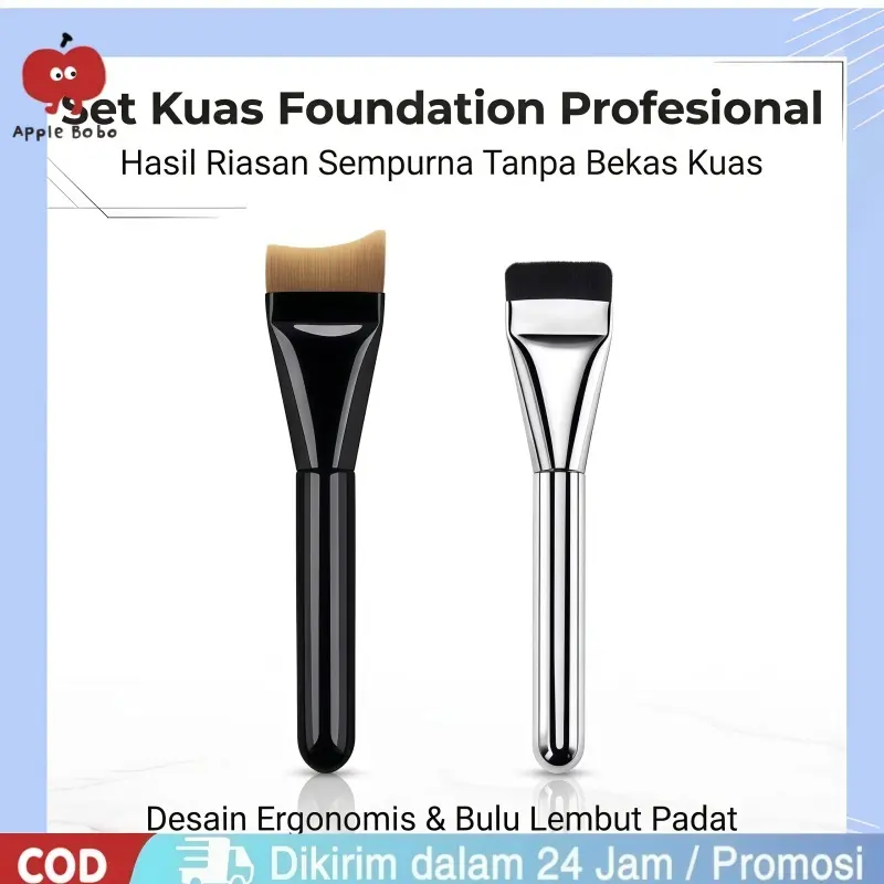 Kuas Foundation Wajah Kepala Datar Ultra Tipis Bulu Lembut Profesional Alat Make Up Serbaguna Untuk Blending Foundation Cair
