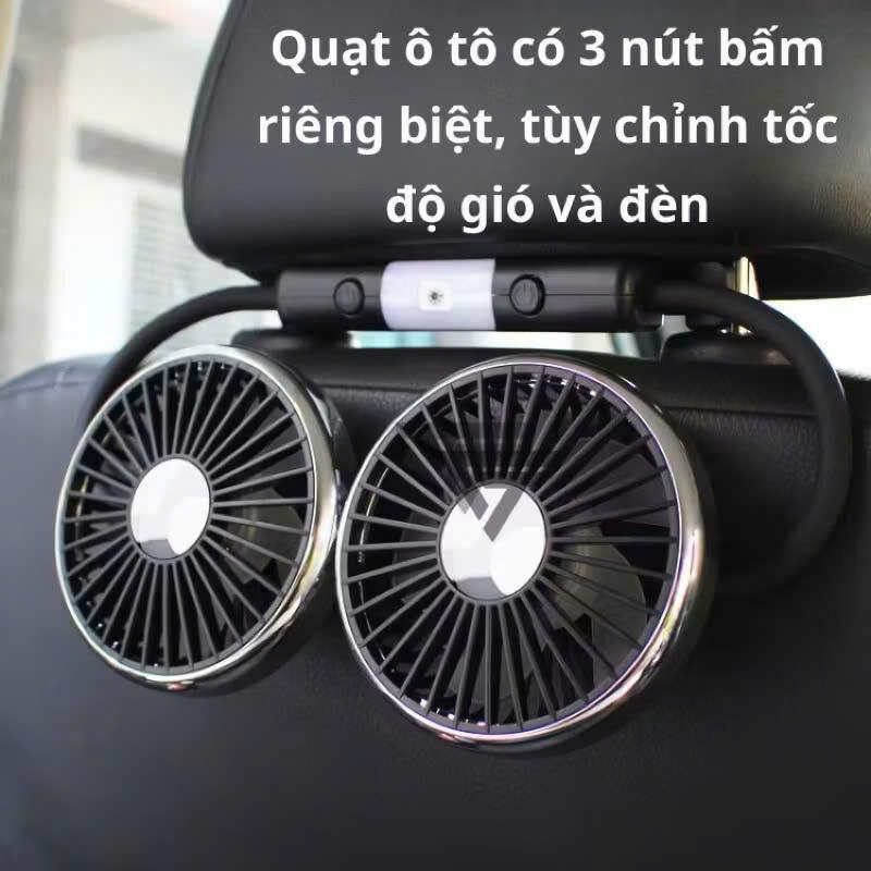 Quạt Ô Tô Gắn Ghế Cho Hàng Ghế Sau, Quạt ô tô hai đầu di động Xoay 360 độ làm mát không khí 3 tốc độ có thể - USB F310 1