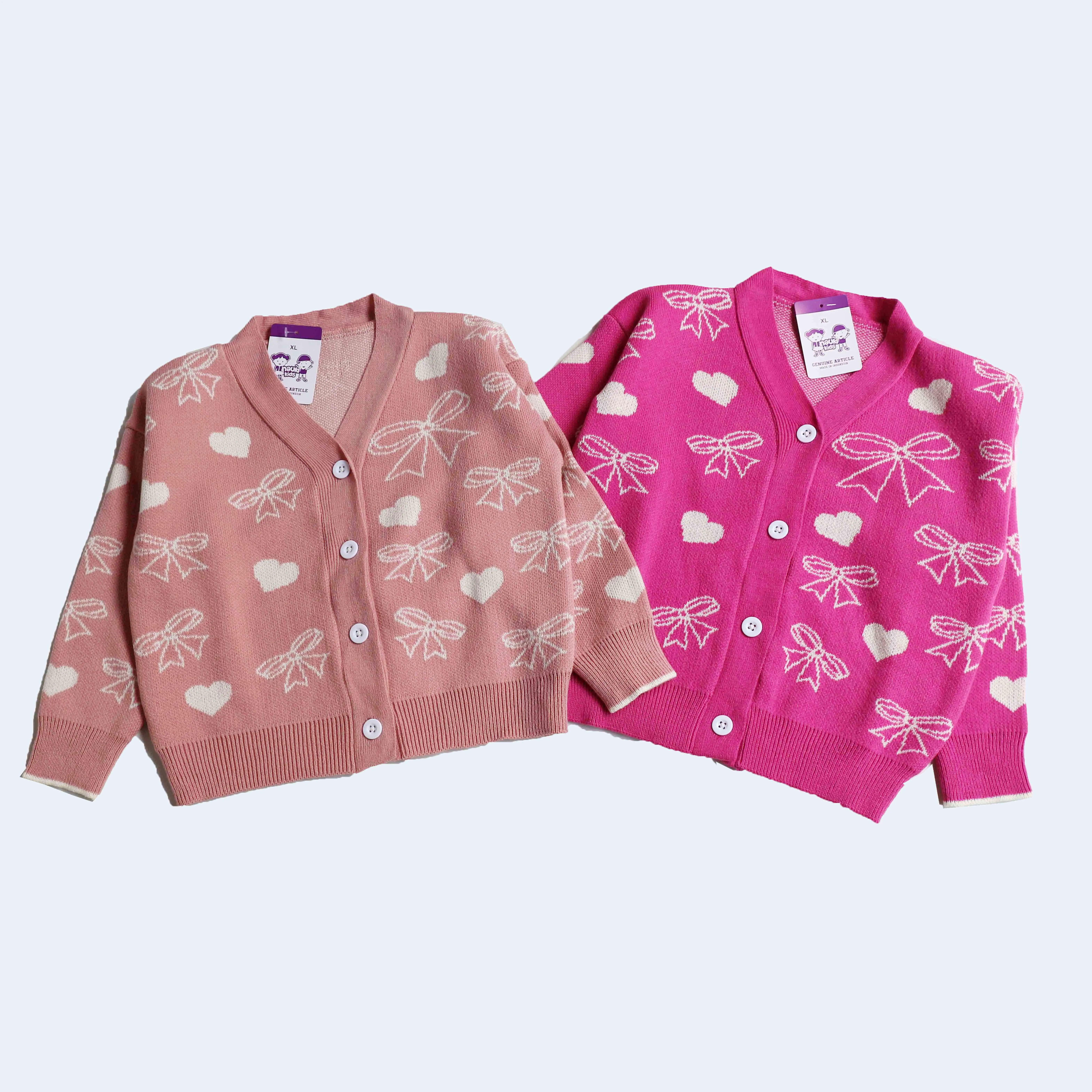 Cardigan Anak Rajut Motif Pita Love Nyaman Dipakai untuk Usia 2-10 Tahun
