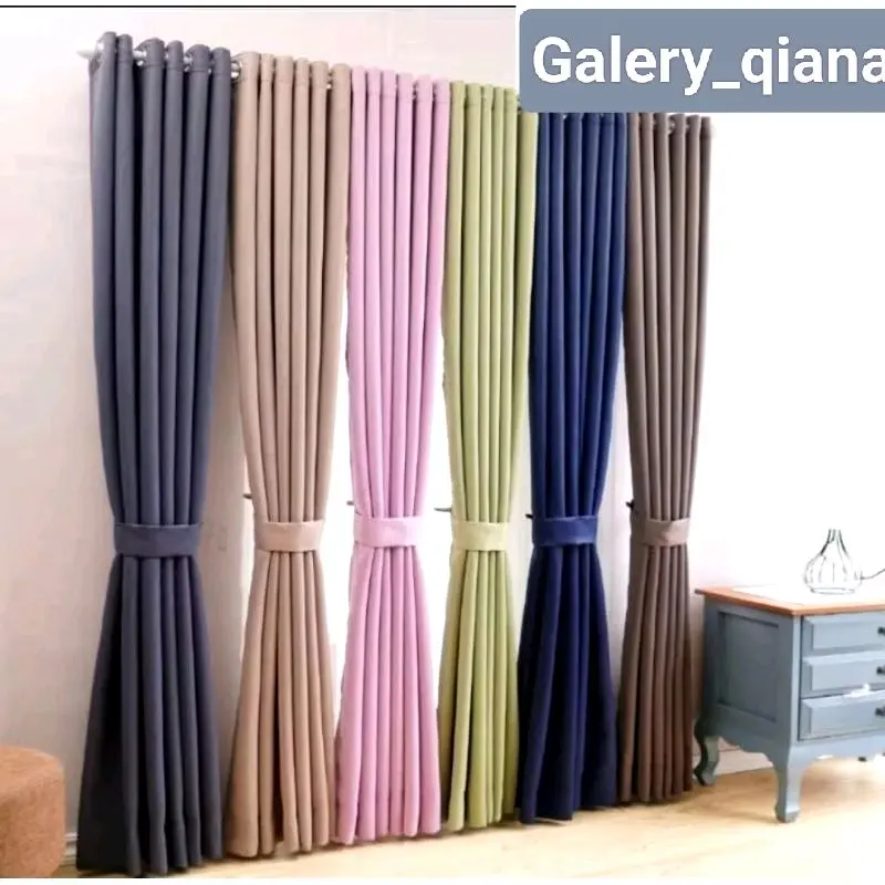 Gorden Serat Safron Segitiga Abstrak 6 Gelombang Bahan Blackout