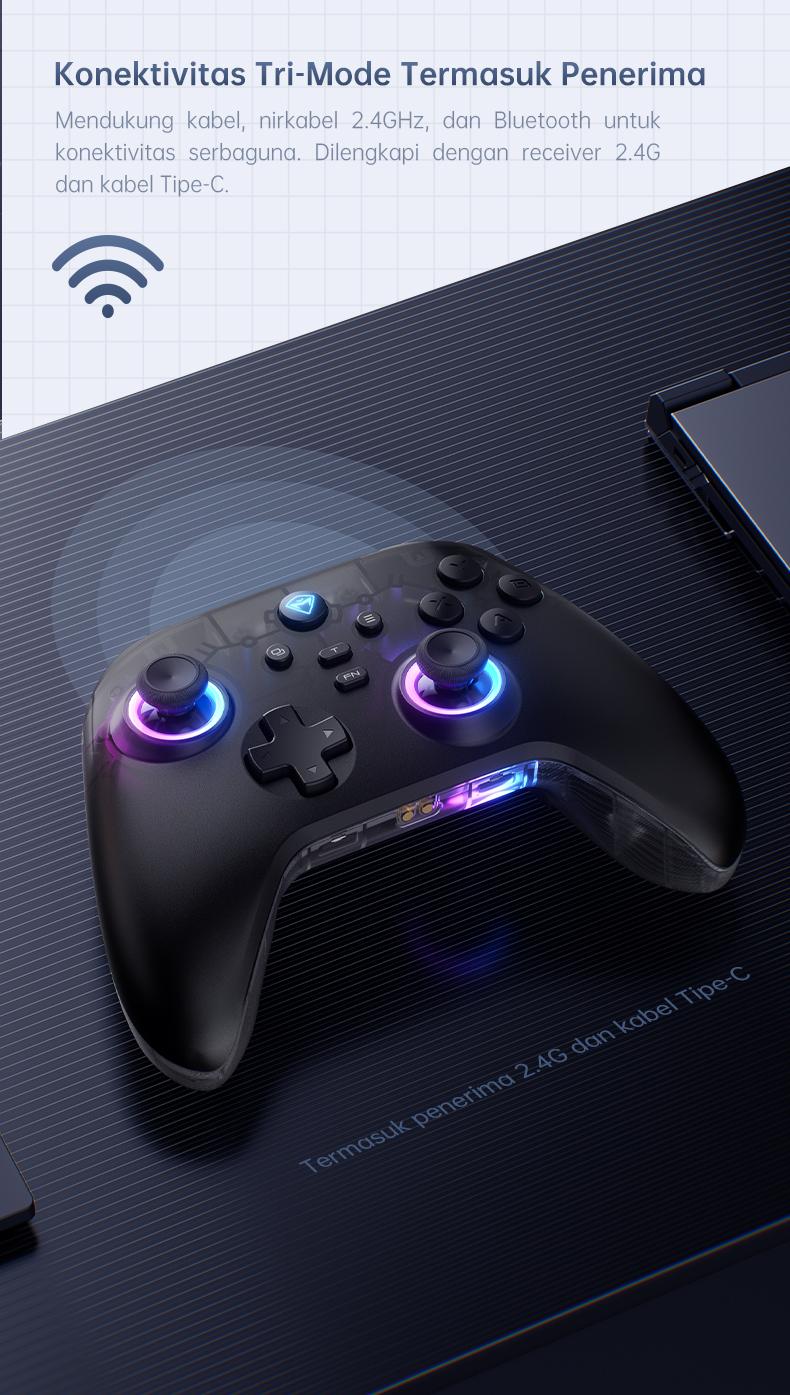 Machenike G3 V2 Wireless Gaming Controller With Dock Pengisian Tri-Mode Bluetooth Baterai 1000mAh Hall Effect Trigger Joystick Gamepad untuk Switch Steam PC