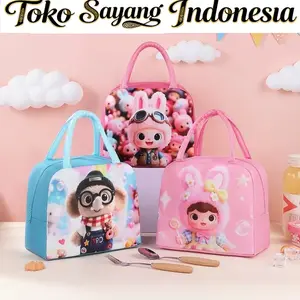Toko Sayang Indonesia Tas Tempat Bekal H1161 Lunch Box Travel 2 Lapis Aluminium Thermal Bag Cooler Makanan Menjaga Suhu Material Oxford Waterproof Desain Kartun Lucu Kitchenware Kitchenware Kitchenware