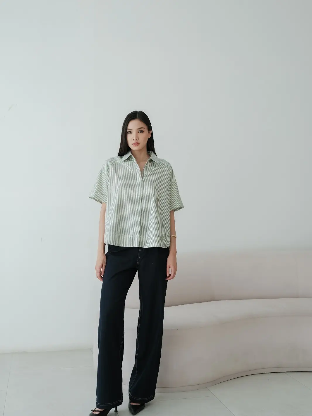 [Seminggu.rtw] Dale Stripe Shirt / Atasan Wanita / Blouse Wanita / Kemeja Wanita