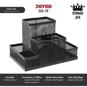 Desk Set DS-19 Pen Holder Tempat Alat Tulis Jaring Jala Joyko DS-19PTL Black Pastel Purple Pink dan Putih
