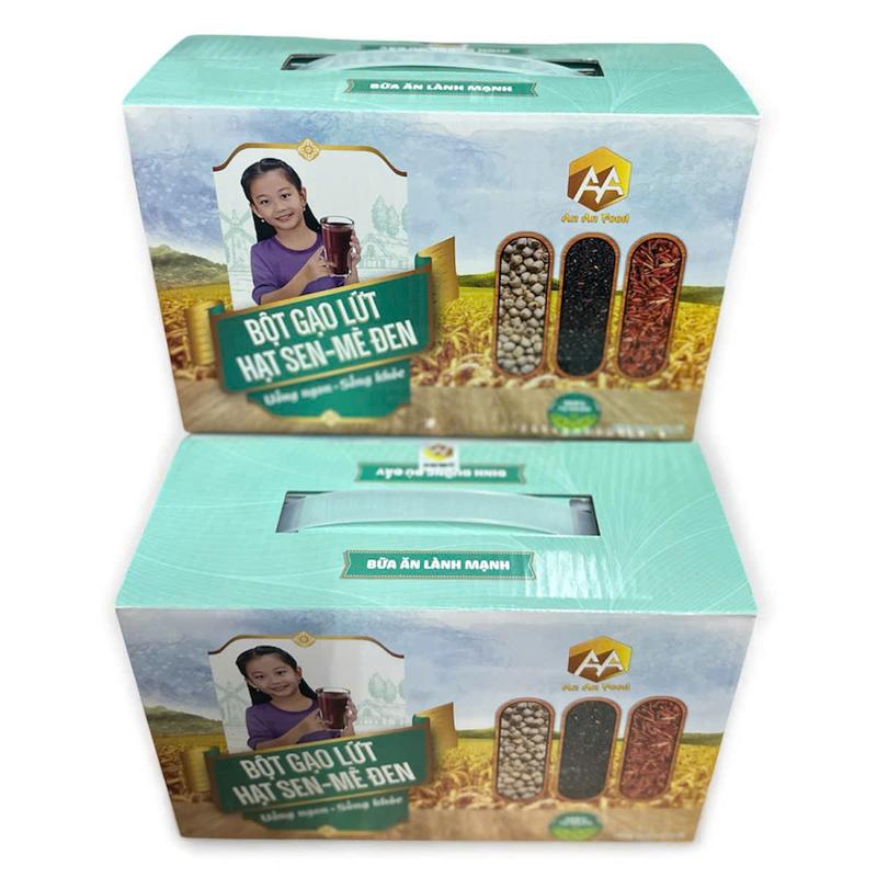 Bột Gạo Lứt, Hạt Sen, Mè Đen .2 hộp 800g/32 gói - Hỗ Trợ Sức Khỏe Xương Khớp Ngủ Ngon Hơn - Công Nghệ Tiên Tiến HACCP - Việt Nam