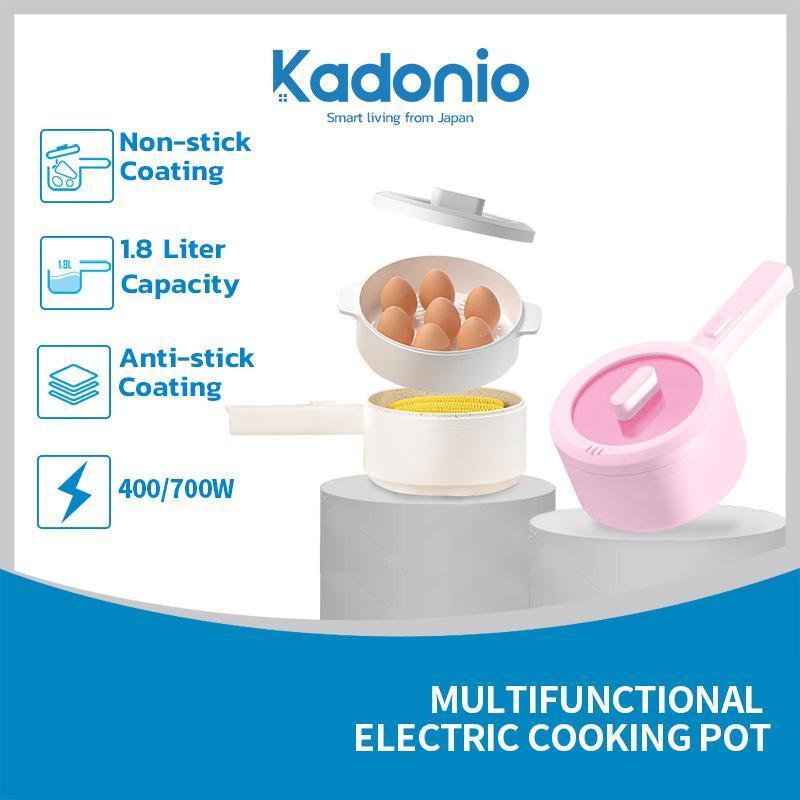 Kadonio Multi-functional Cooking Pot 1.8L - No-Stick Pan, Steamer Function, Large Capacity Electric Cooker Heater malaysia hodekt multicooker murah electric stove peri uk electric pan peri uk panci listrik mini multifunctional Pink Cooker Heater