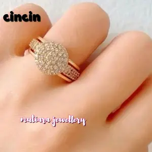 Cincin permata motif diamond gold korea titanium anti karat