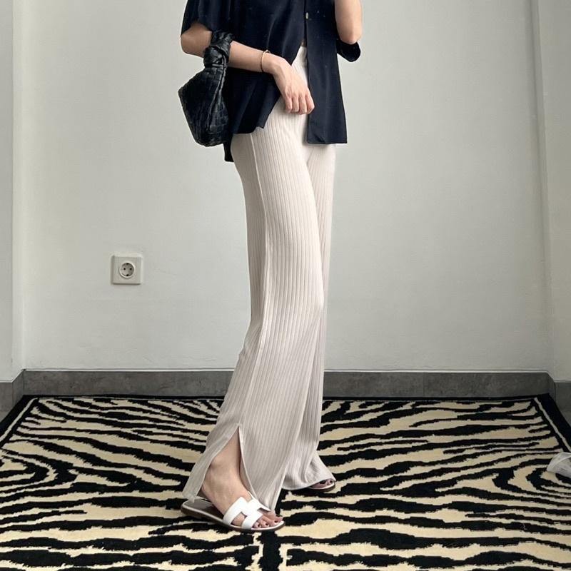 ZEE Knit Pants - Celana Knit Hornet - Cullote Pants Slit 1