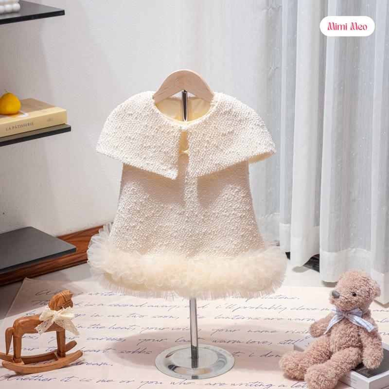  Mimi Meo Váy bé gái xinh 9-34kg - Có size Mẹ - Đầm dạ len bồng bềnh chân lưới cho bé đi tiệc TD348 