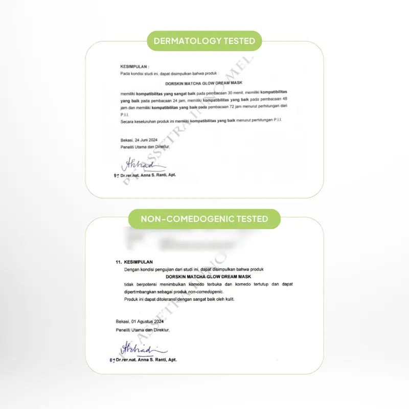 Dorskin Multifungsi Matcha Glow Dream Mask Moisturizer - 3in1 Pelembap Sleeping Mask dan Obat Totol Jerawat dengan Centella Asiatica dan Arbutin 7