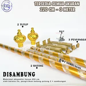 Besi Gorden 250 cm, 300 cm Fullset (termasuk Penyambung Batang)