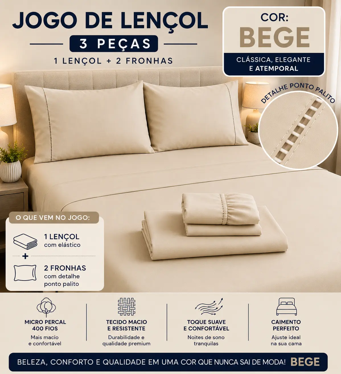 5 Kits Lençol 400 Fios + 2 Fronhas casal solteiro 1 fronha Toque de Hotel Percal | King Queen Casal Solteiro - 2