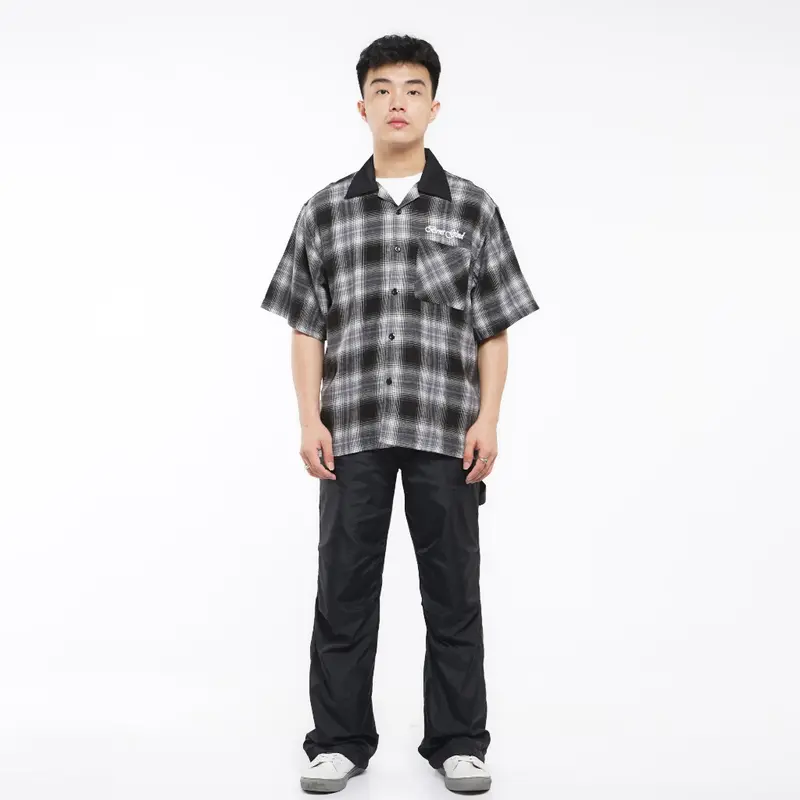 Kemeja Pendek | flanel Proceed 06 | Boxy Fit | Gray | Brainsgland 6