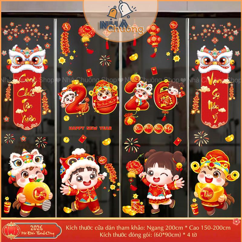  Decal Tết 2026 Chữ Tiếng Việt  Trang Trí Tết Bính Ngọ 2026 Tĩnh Điện Không Keo 
