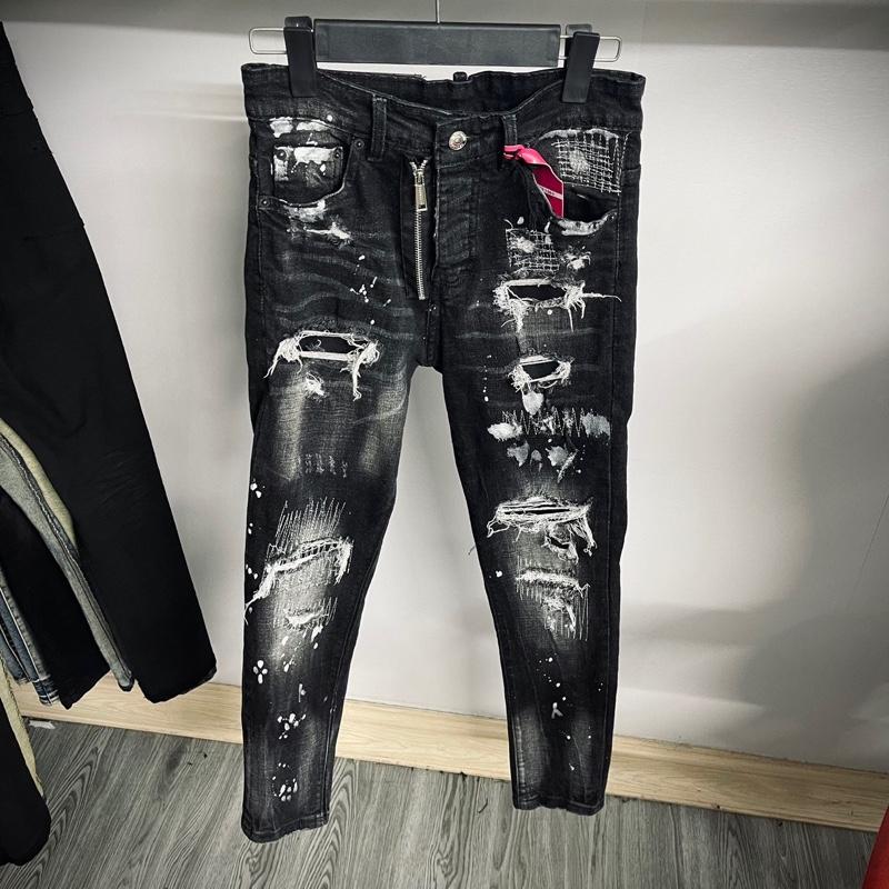 Quần Jean Mã 1 Đê 2 Đen Khói 4 Cúc Chuẩn Loại 1(Cúc Dự Phòng+Tag Mác+Tag Sườn+Túi Vải))