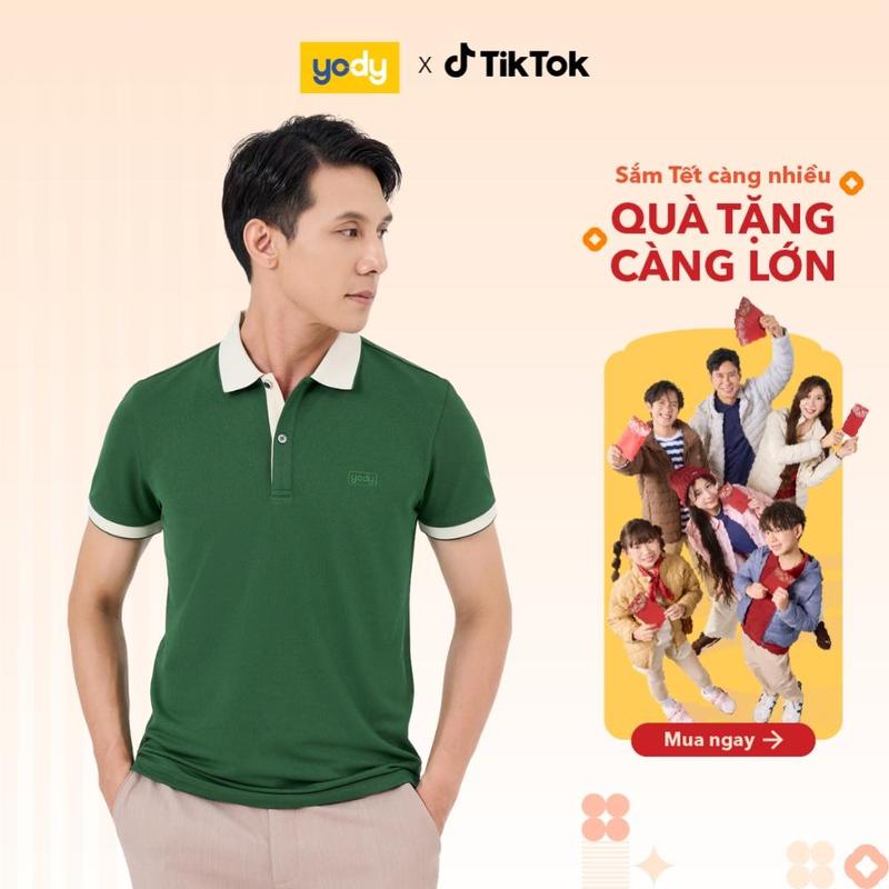 YODY Áo Polo Nam Cộc S .cafe Qique Phối Nẹp Có Cổ Thoáng Khí Kháng Tia UV Kiểu Dáng Thể Thao APM3635