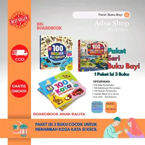 [Isi 3 Buku] Paket Buku Bayi - 100 Kata Pertamaku 100 kendaraan pertamaku  100 Hewan Pertamaku - buku big boardbook anak 1 2 3 tahun - ziyadbooks