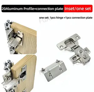 2020 Alumunium Extrude Hinge ( Inset Overlay Soft Close ) + Connection Plate Engsel Kitchen Set
