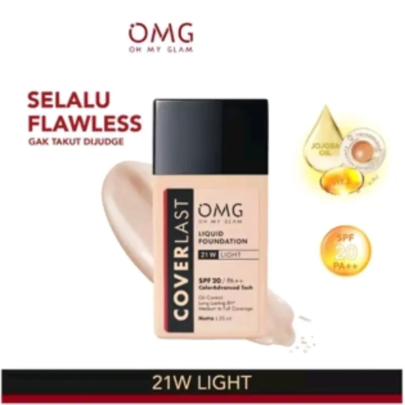 OMG Coverlast Liquid foundation SPF 20 PA++ 20 ml / Alas bedak / oil control Long lasting BPOM 6