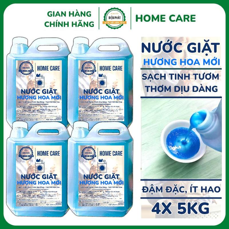 Product Introduction of COMBO 4 Nước Giặt Diệu Phát Hương Hoa Mới Can 5Kg - Làm Sạch Vết Bẩn, Làm Mềm Vải 1