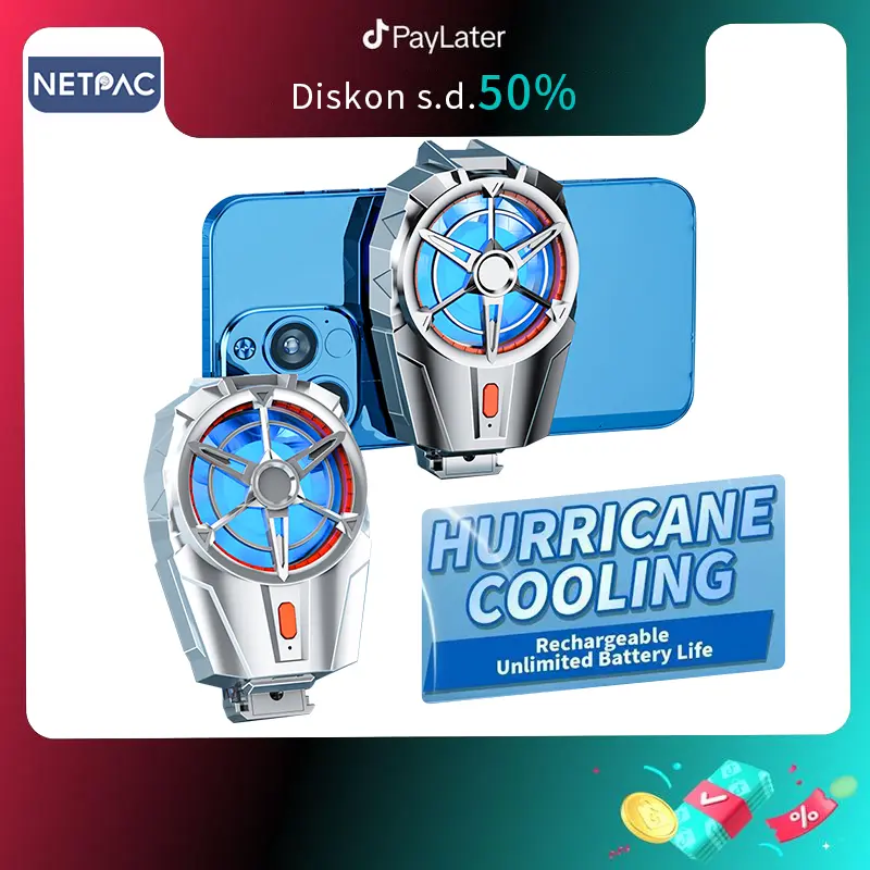 NETPAC Wireless Funcooler X52 Fancooler Built-in 300mAh Baterai Pendingin HP Cooling Fan Gaming Radiator RGB Original