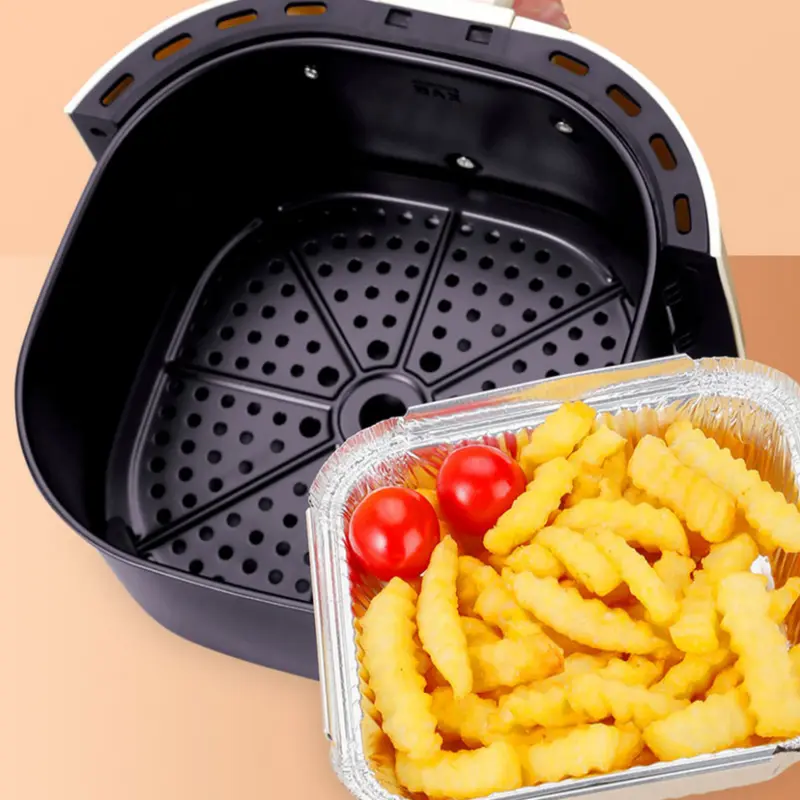 Chảo Giấy Bạc Nhôm Nồi Chiên Không Dầu, 20CM, Hình Vuông, Đồ Dùng Nhà Bếp, Hộp Đựng Thực Phẩm, Khay Chảo Nhỏ Giọt BBQ, Chống Dính, Chống Dầu, Giỏ Hấp 5