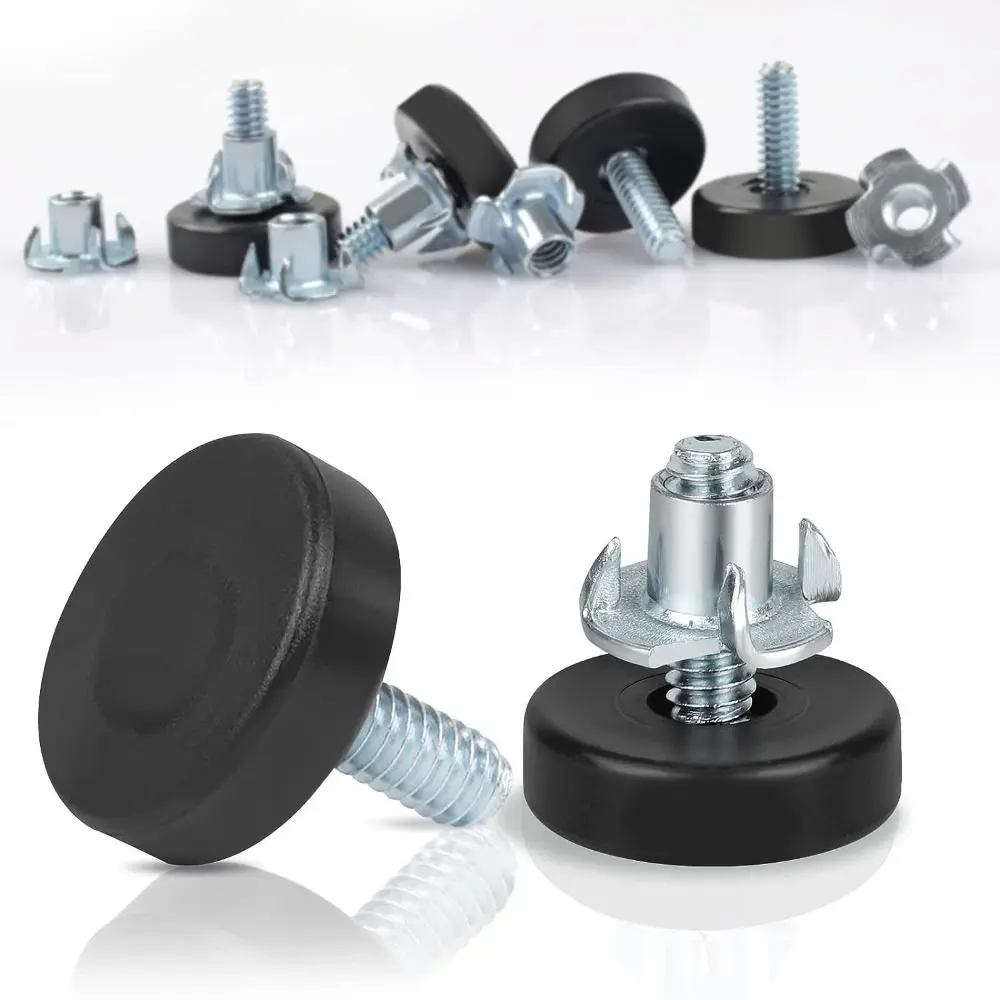 12/24Pcs Threaded Leg Levelers 1/4" Furniture Leveling Feet Simple Durable Screw in Furniture Levelers Adjustable Stainless Steel Table Feet Screw Sofa