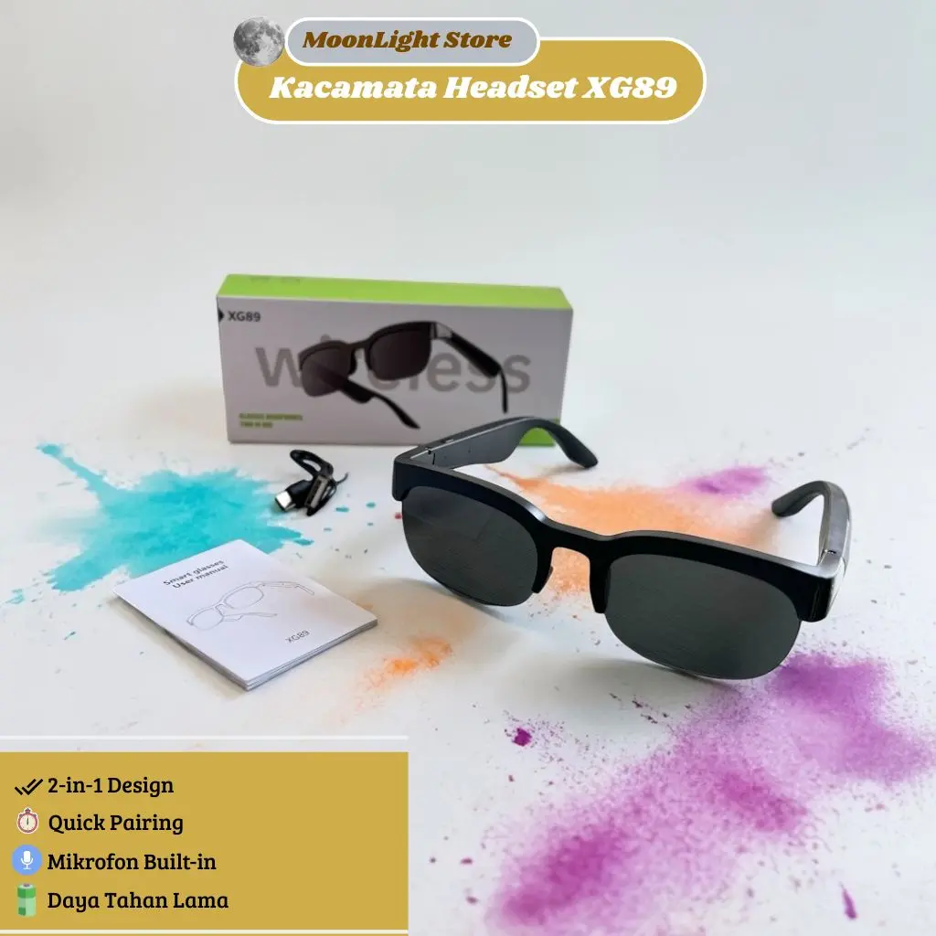 Kacamata Headset XG89 Bluetooth Wireless Smart Glasses 2-in-1 – Sunglasses + Headset