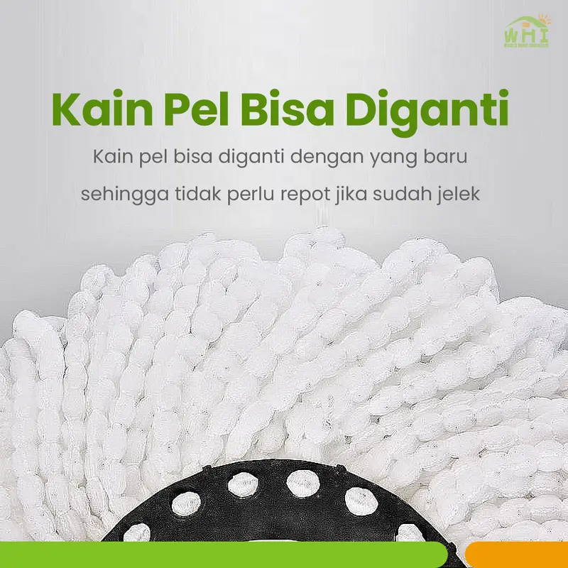 WHI X JORDI ONSU Alat Pel Lantai Ultra Pel Putar Pel Mop Tanpa Peras Tangan Kain Pel Lembut Ember Plastik 3