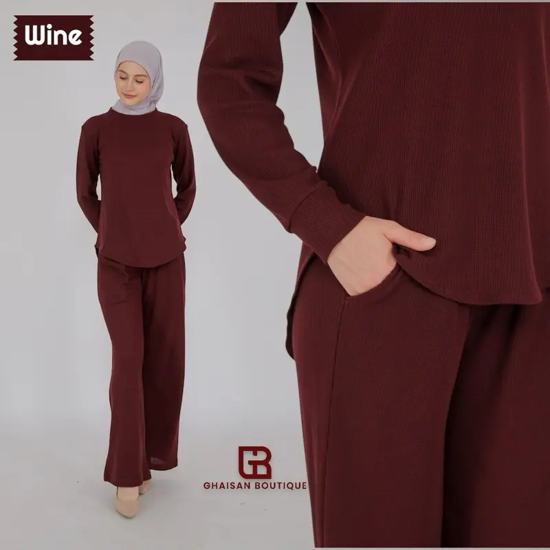 Bella Set II - One Set | One Set Setelan Wanita | Setelan Wanita | One Set Wanita Waffle Knit Atasan Wanita  dan Celana Wanita Muslim Panjang | Baju Setelan Casual Dewasa Remaja