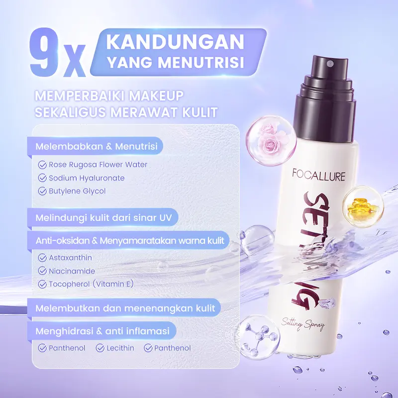 [Ramadhan Set] FOCALLURE 7PCS Makeup Set Foundation & Loose Powder & Skin-Fit Primer & Setting Spray & 3-in-1 Facial Shaping Palette & Free Lip Tint 4