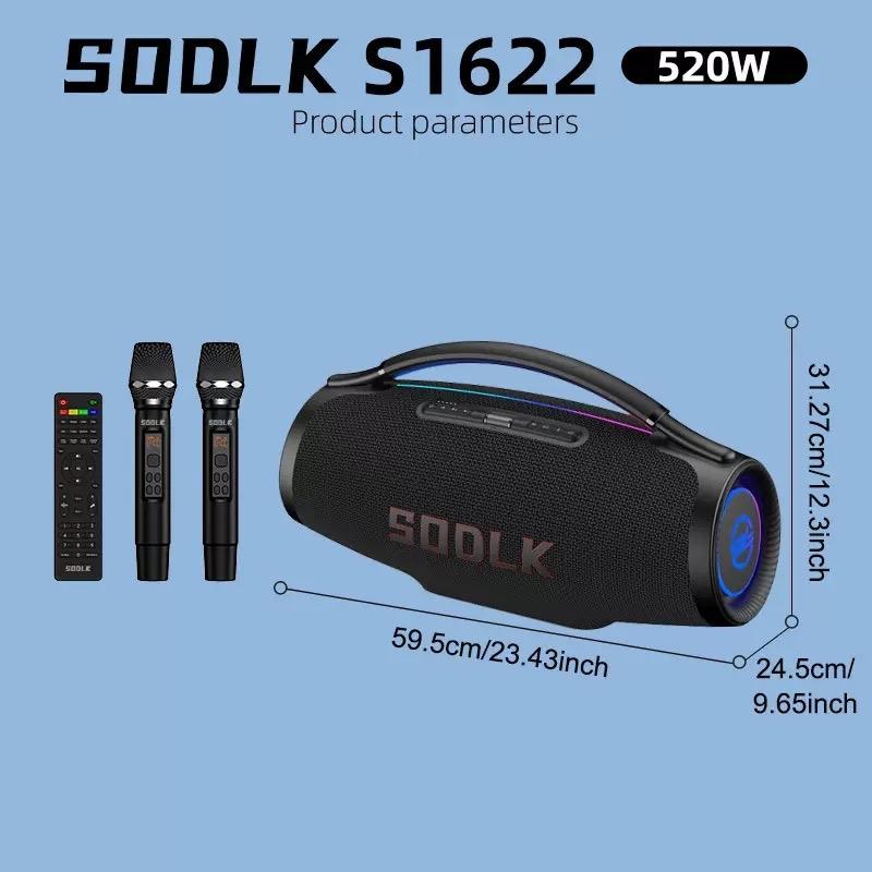 Loa Bluetooth SODLK 1622 - 520W - Kèm 2 Micro - Thiết Kế Sang Trọng - Âm Thanh Chất Lượng Cao - Kích Thước 59.5cm x 24.5cm x 31.27cm