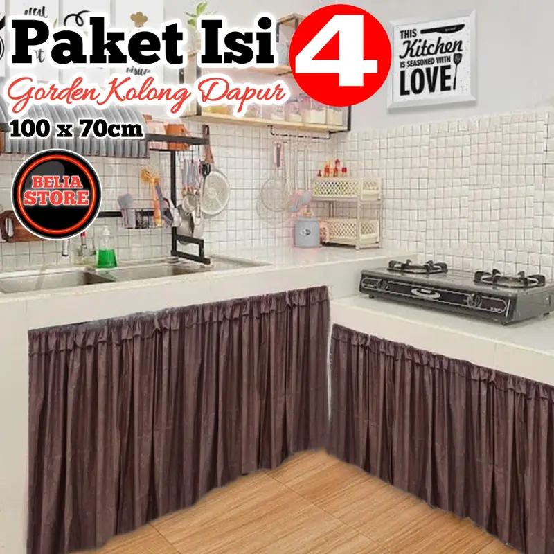 1 PAKET ISI 4 PCS GORDEN KOLONG DAPUR MINIMALIS 100 X 70 CM + TALI Aesthetic 1