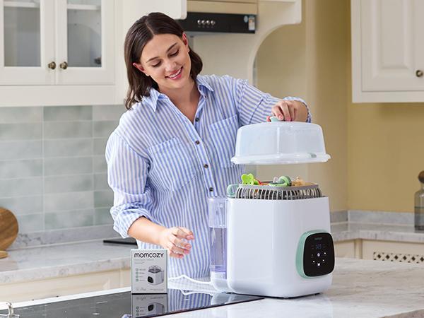 Momcozy KleanPal Pro Electric Baby Bottle Washer 3-in-1 Steam Sterilization & Drying 26 Nozzles 9 Quick Clean Modes 19 Minutes-B