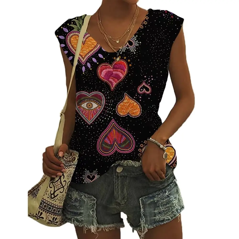 2024 new fashion trend summer butterfly 3D printed vest women's fashion new Harajuku streetwear oversized V-neck vest off shoulder sleeveless women's tank top S-5XL Womenswear Tube