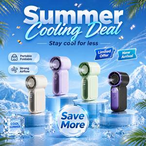 Quạt cầm tay mini sạc USB màn hình số gió turbo mạnh chạy êm dễ mang theo dùng cho văn phòng học sinh ký túc xá du lịch ngoài trời mùa hè quà tặng tiện lợi
