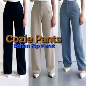 Cozie Pants | Rib Knit Highwaist Cullote  -Celana Kulot Wanita Panjang Korean Style Casual Outfit Formal Anti Kusut