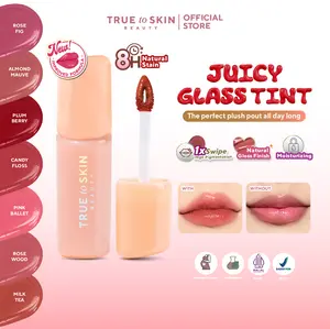 True to Skin - Juicy Glass Tint - Tidak Membuat Bibir Crack Kering, Longlasting, All day Stain, Ultra Lightweight,  Anti Kering, Tahan Lama 8 Jam,  Moisturizing, Lip Cream, Lip Matte, Lipgloss, Waterproof