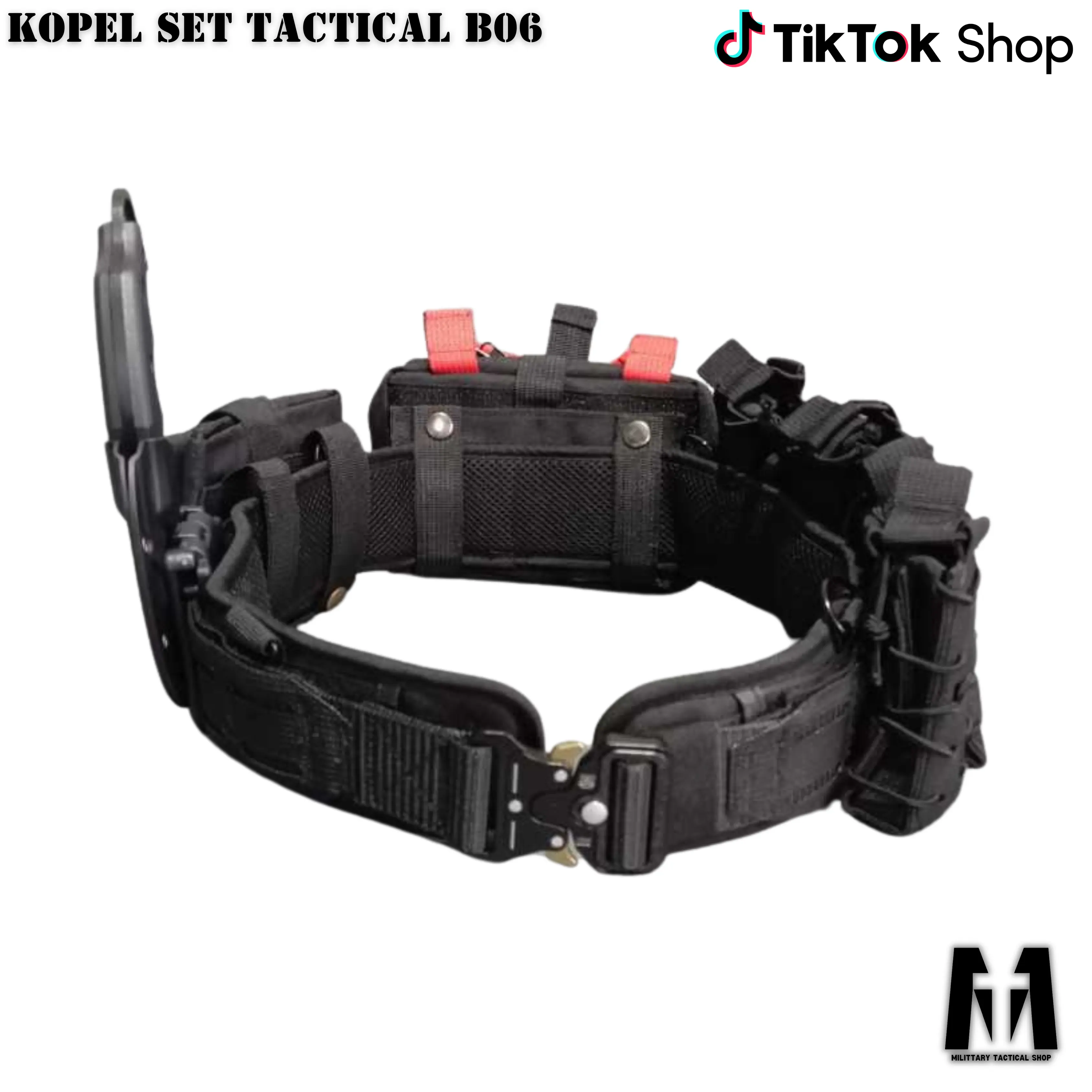 TERBARU!! Ikat pinggang pria kopel full set I Kopel Set Tactical Hitam Multifungsi Slot Besi Warna Hitam B06