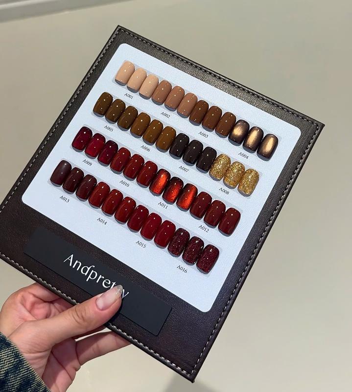 Set sơn nâu đỏ ANDPRETTY tông thu đông - Set 16 màu đủ tông gel - nhũ - mắt mèo tông thu đông sang chảnh tặng bảng màu + set đá 100v Nail Giá Tốt