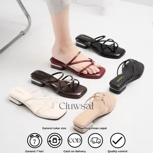 CIUWSAL Sandal Wanita Dewasa 3cm busah empuk sol karet Nyaman kekinian elegan terbaru 2025 Sendal