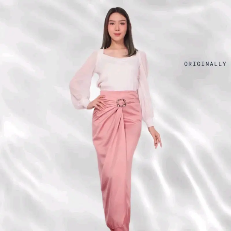 Rok Polos Satin Velvet Premium Warna Rosegold Wardah Lilac Sagegreen dan Lainnya - Serut, Wanita Batik Lilit Panjang Ring Bawahan Silver Silk Nyaman