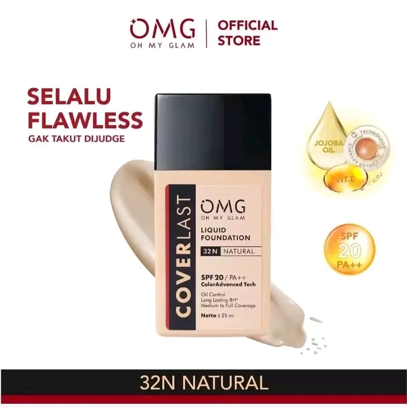 OMG Coverlast Liquid foundation SPF 20 PA++ 20 ml / Alas bedak / oil control Long lasting BPOM 2