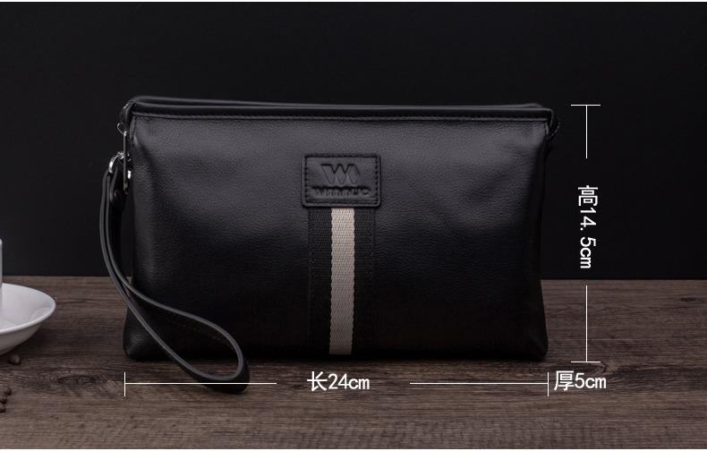 Product Introduction of 2025 Men's Clutch Bags Genuine Leather Double Layer Large Hand Bag for Male Long Wallets Envelope Bag Zipper Black Brand 13