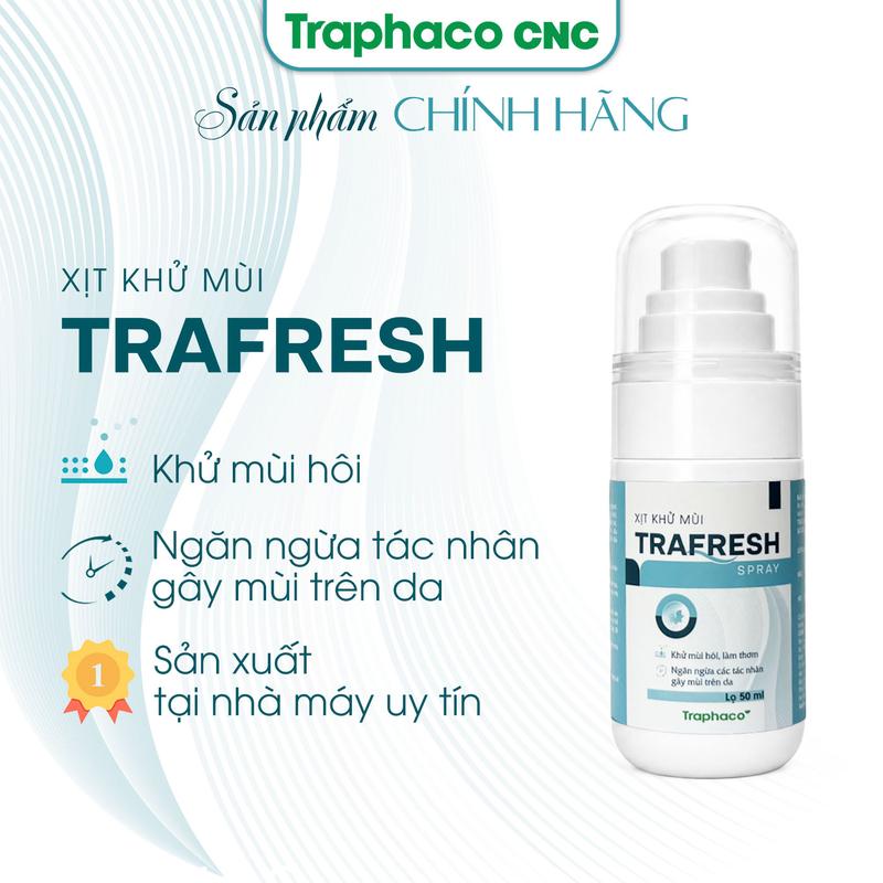 TRAFRESH SPRAY Xịt Khử Mùi Cơ Thể – Dùng Cho Nách, Chân, Tay, Thơm Tho Khô Thoáng - Giảm Tiết Mồ Hôi - Không Ố Vải - Chai Xịt 50ml