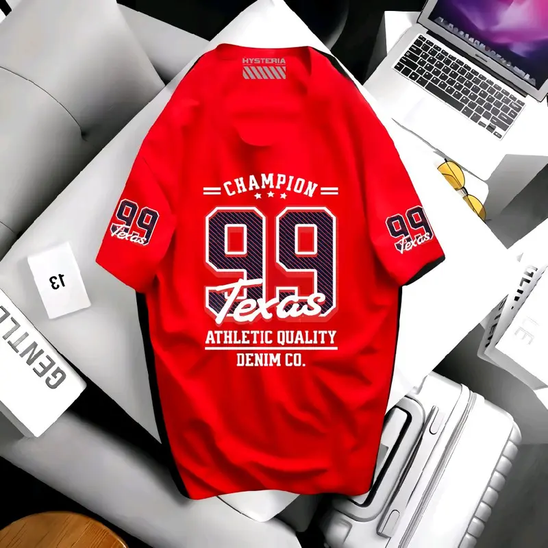 Kaos Distro Pria Baseball Enami 99 Lengan Pendek Unisex| Kaos Angka Lengan Pendek Keren Bahan katun Tebal Combed 20s Lembut Adem Serat halus Lembut Harga Distributor Bisa COD'AN cotton bajucowo baju cowok brand lokal ramadhan graphic shirt elegan 【l】 2