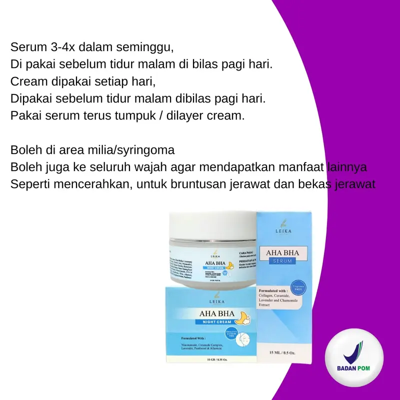 PAKET KHUSUS MILIA SYRINGOMA !! Paket 2in1 milia syringoma Cream & serum yang di formulasikan khusus untuk mengatasi milia serum cream Leika Skincare 2