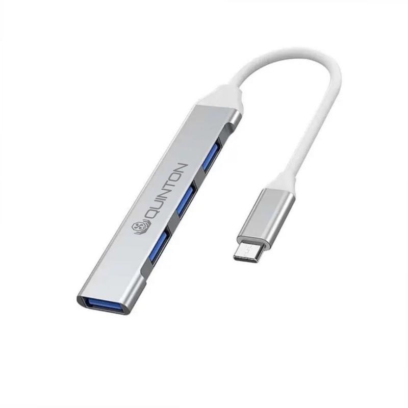 Usb hub adapter 3.0 quinton ultra thin Type c to usb A4 port aluminium silver for laptop,mobile phone,& macbook 1
