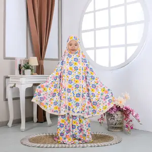 mukena anak azzahra,RAYON PREMIUM ( 2in1) untuk usia 5-13 tahun. Muslim Motif Bunga Cantik Katun