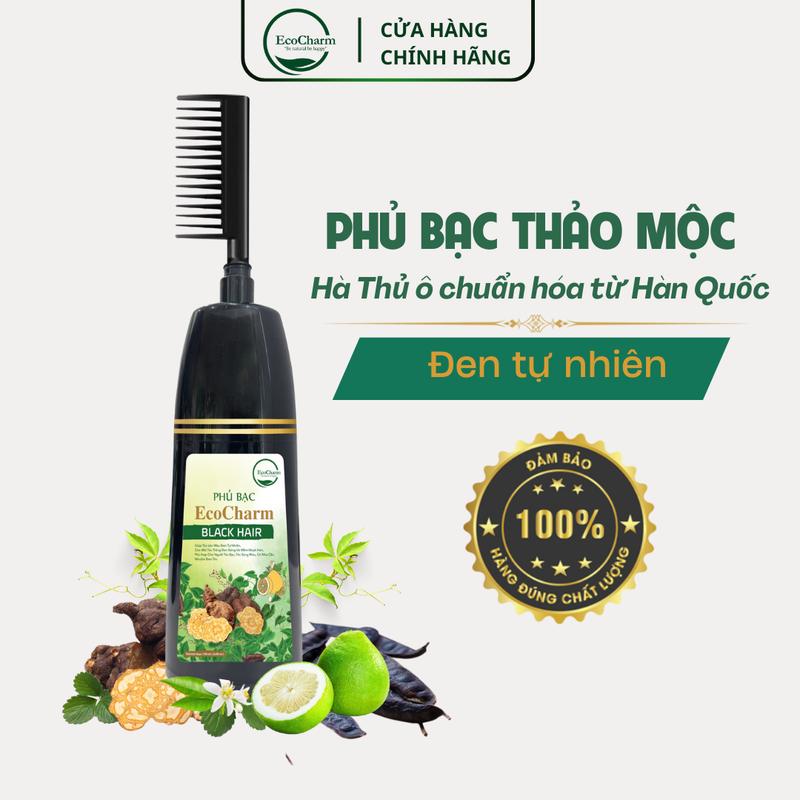 Dầu gội Phủ bạc thảo mộc thiên nhiên Hà thủ ô Ecocharm 190ml lược phủ đen, ko…